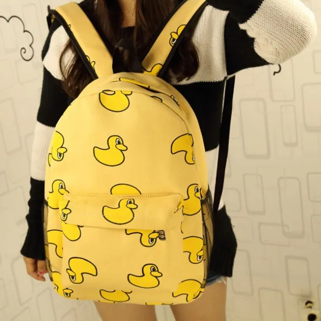 Sweet Cute Banana & Leeks & Hands Print Canvas Backpack