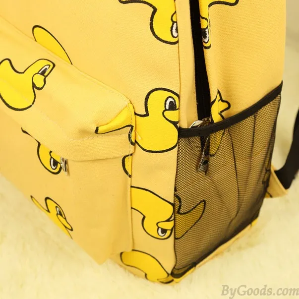Sweet Cute Banana & Leeks & Hands Print Canvas Backpack