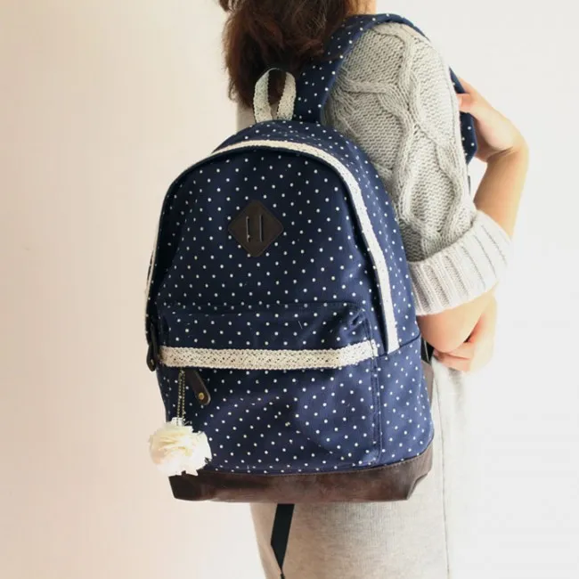 Sweet Lace Bouquet Dot Trunk Canvas Backpack