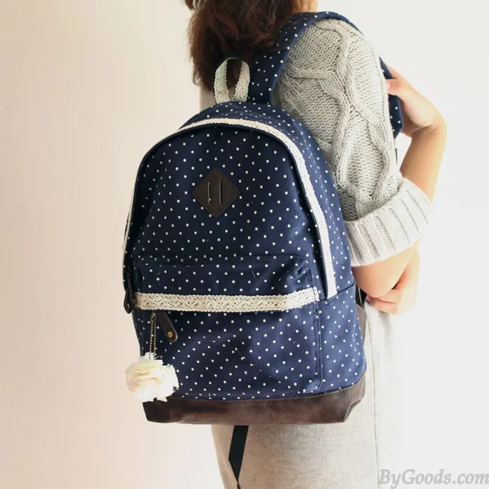 Sweet Lace Bouquet Dot Trunk Canvas Backpack