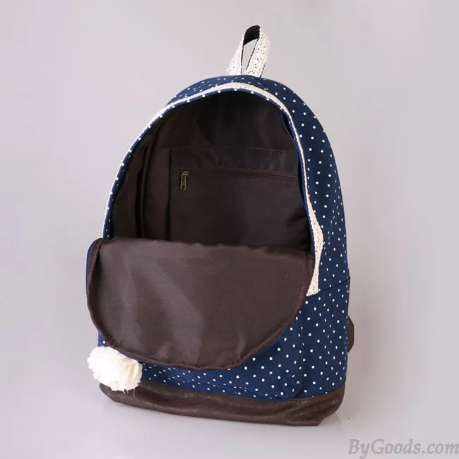 Sweet Lace Bouquet Dot Trunk Canvas Backpack