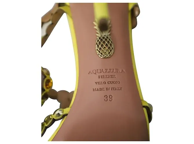 Tequila Aquazzura 105 Sandalias Adornadas en Ante Amarillo 