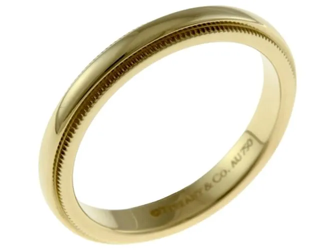 Tiffany & Co Anillo de banda Tiffany Milgrain Blanco Amarillo 