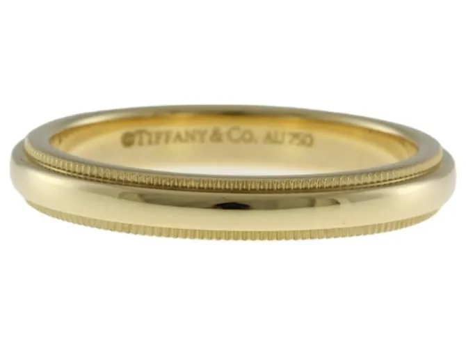 Tiffany & Co Anillo de banda Tiffany Milgrain Blanco Amarillo 