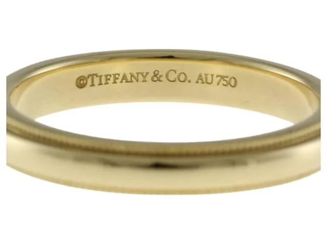 Tiffany & Co Anillo de banda Tiffany Milgrain Blanco Amarillo 