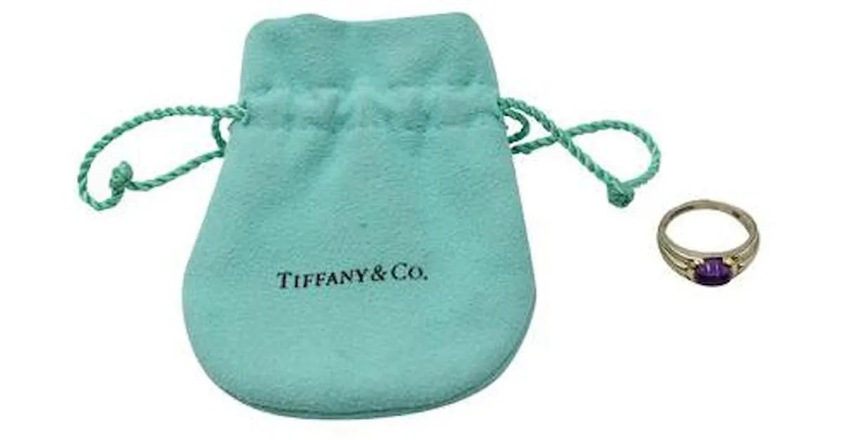Tiffany & Co plata, Anillo de Oro Amarillo con Amatista 