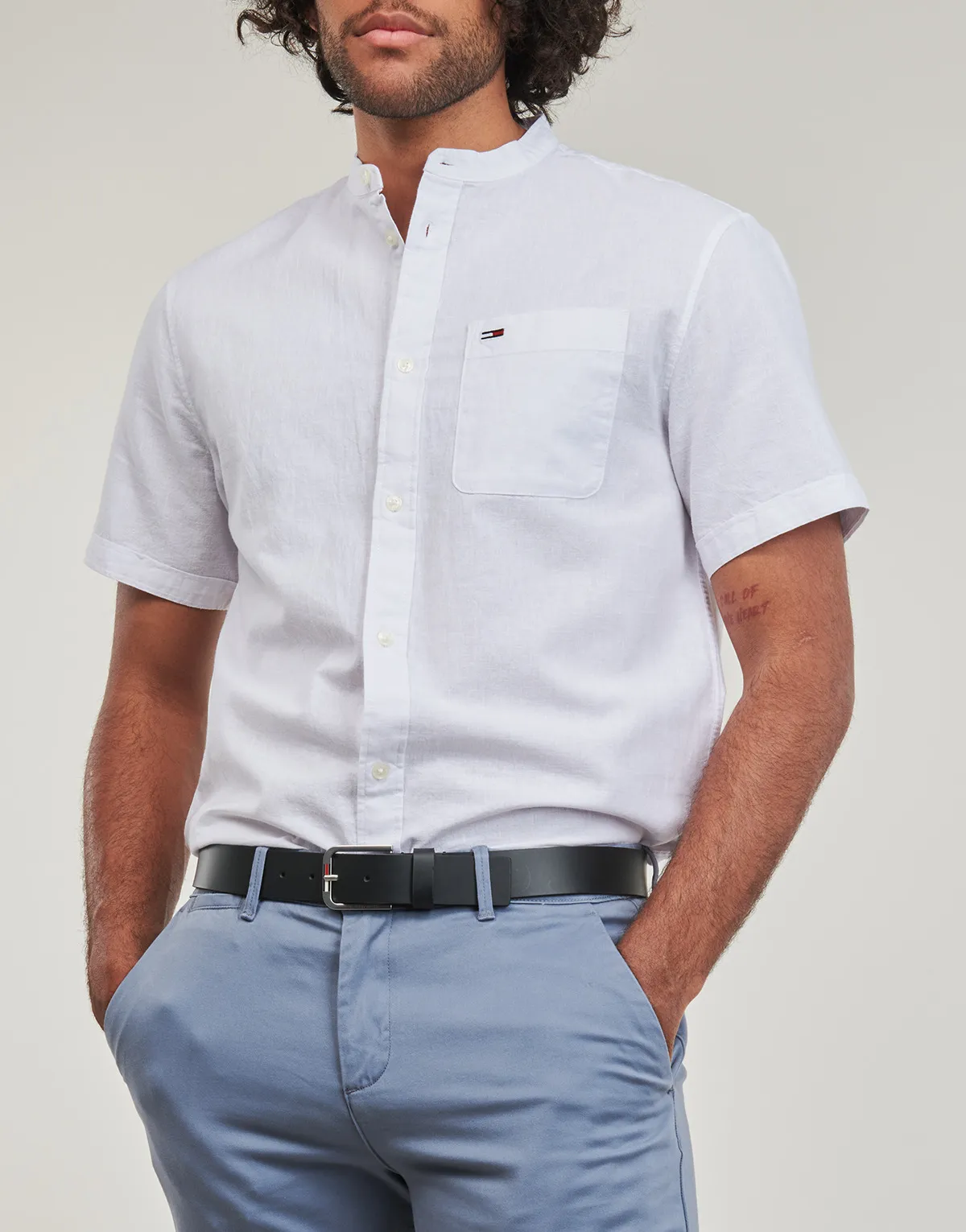 TJM REG MAO LINEN BLEND SS SHIRT