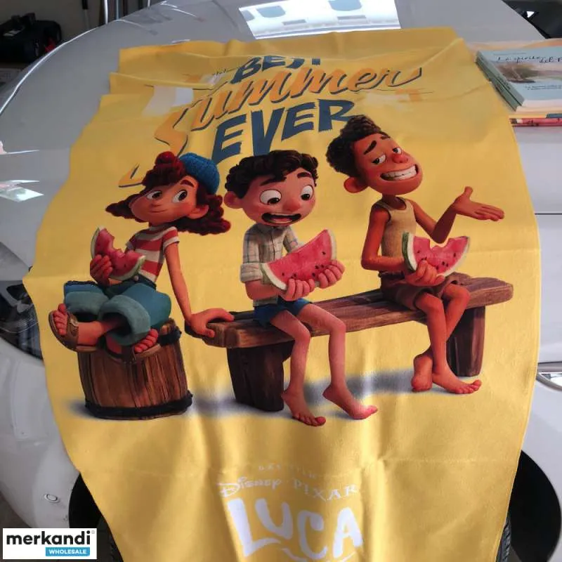 TOALLA DISNEY PIXAR LUCA 140X70  100% POLIéSTER  AMARILLO  FABRICACIóN EUROPEA  LIQUIDACIóN DE TEMPORADA
