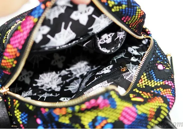 Unique Rainbow Skull Camo Mesh Rivets Backpack&Schoolbag