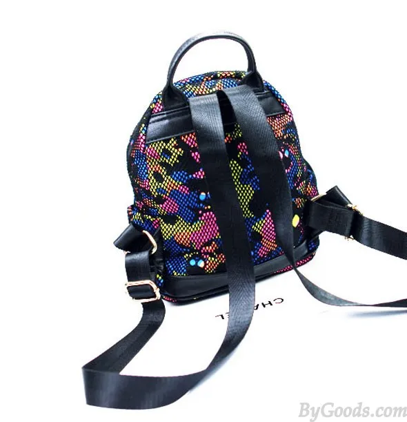 Unique Rainbow Skull Camo Mesh Rivets Backpack&Schoolbag