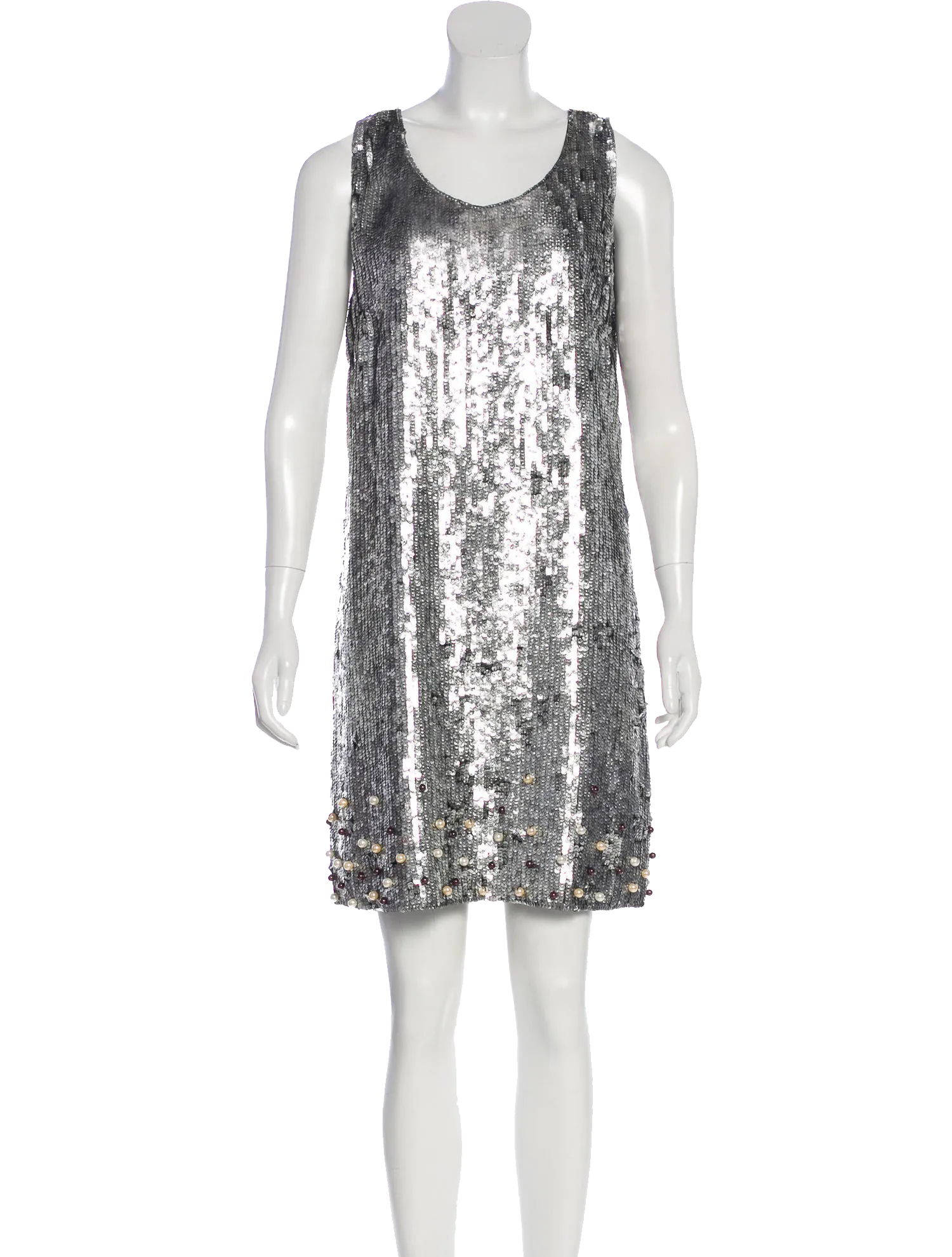 VALENTINO Vestido corto sin mangas de lentejuelas Plateado