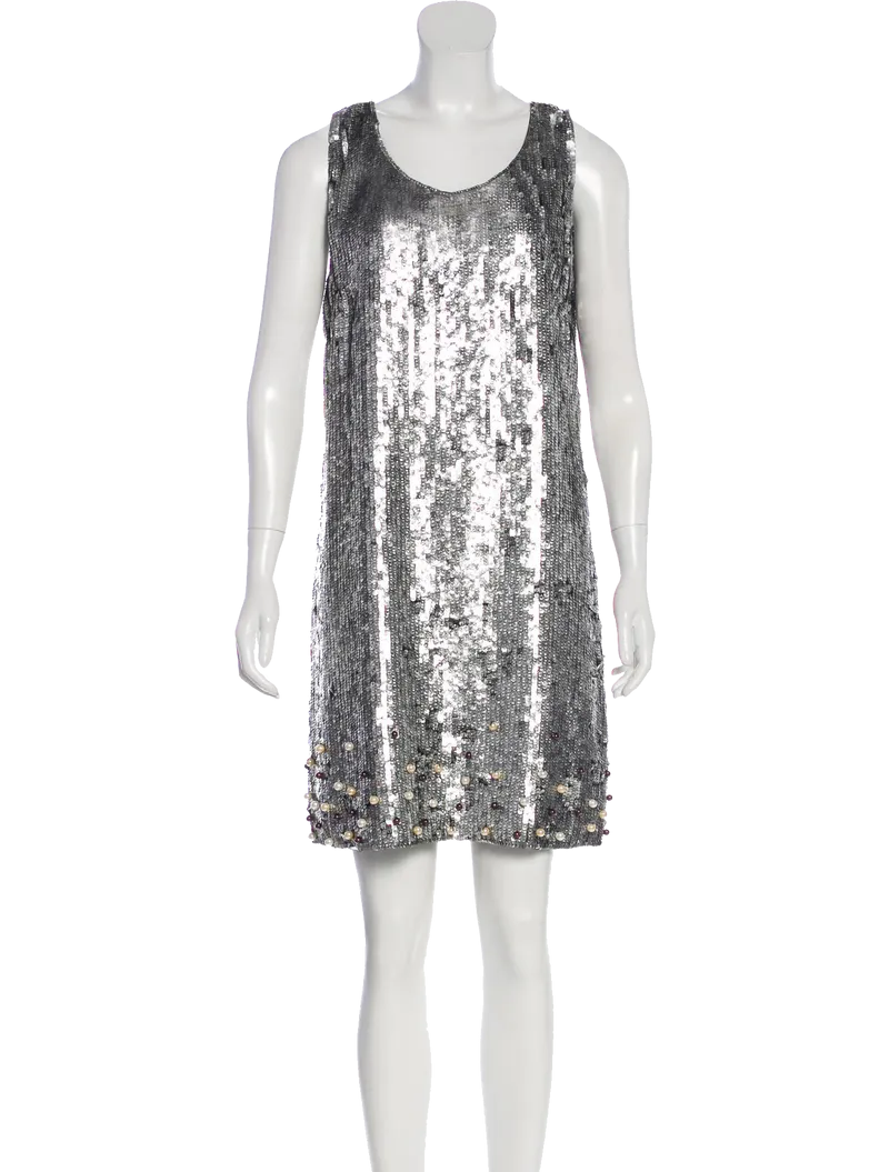 VALENTINO Vestido corto sin mangas de lentejuelas Plateado