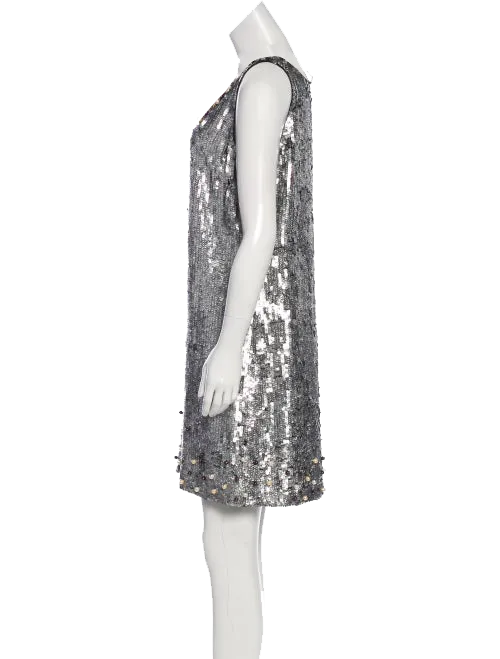 VALENTINO Vestido corto sin mangas de lentejuelas Plateado