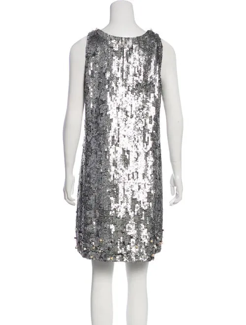VALENTINO Vestido corto sin mangas de lentejuelas Plateado