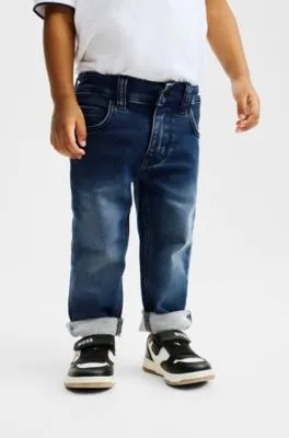 Vaqueros en denim elástico azul para niños