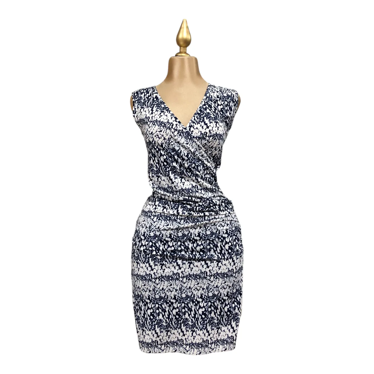 Vestido Blanco/Azul Para Dama Sin Mangas LO’FASSI