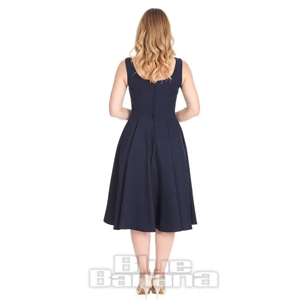 Vestido Con Vuelo De Cuerda Prohibido (Azul Marino)