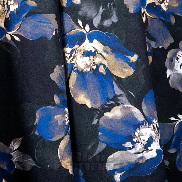Vestido midi con flores ahumadas y corazón sangrante (azul marino)