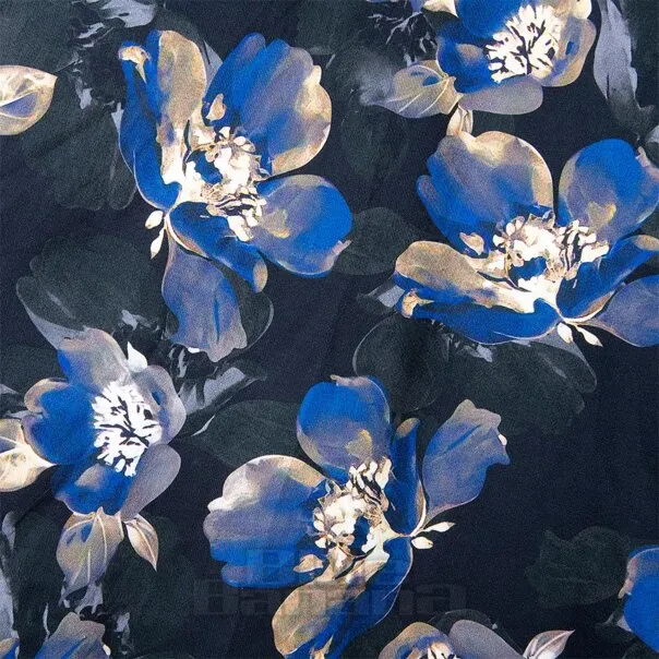 Vestido midi con flores ahumadas y corazón sangrante (azul marino)
