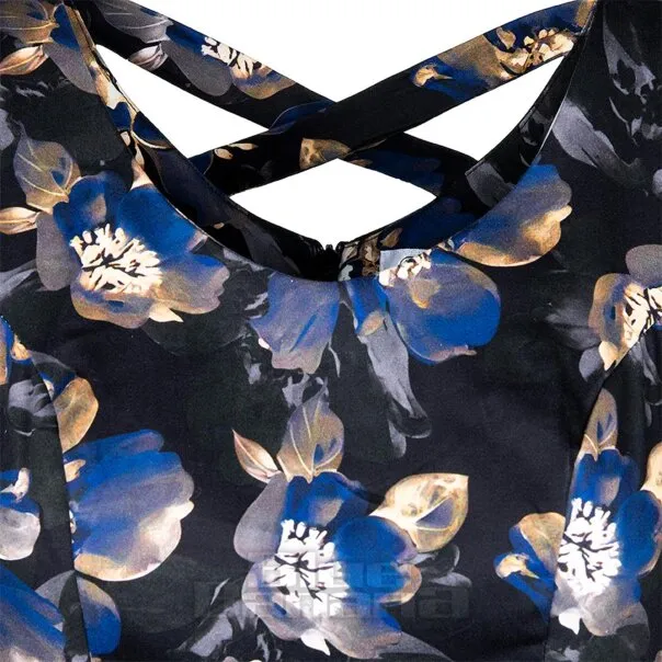Vestido midi con flores ahumadas y corazón sangrante (azul marino)