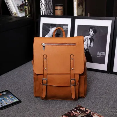 Vintage British Autumn College Rucksack Leather Schoolbag Backpack 
