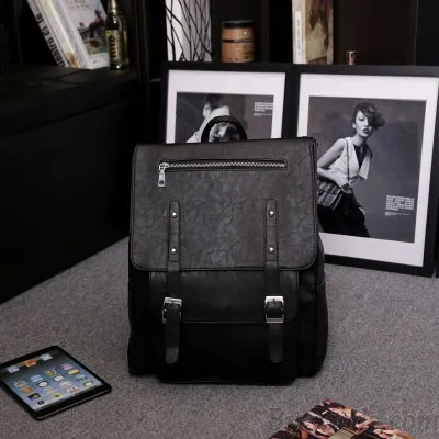 Vintage British Autumn College Rucksack Leather Schoolbag Backpack 