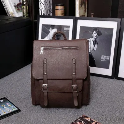 Vintage British Autumn College Rucksack Leather Schoolbag Backpack 