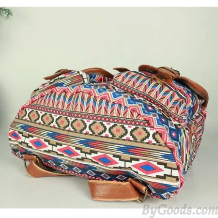Vintage Geometry Diamond Star Stripe Pattern Drawstring Hasp Rucksack Backpack