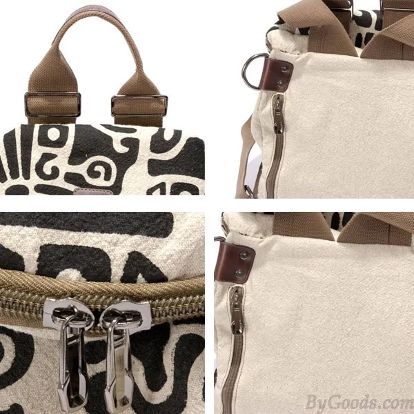 Vintage Literary Totem Printed Multifunction Backpack Shoulderbag Travel Backpack