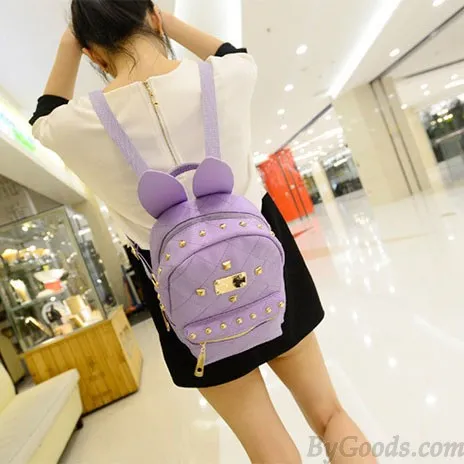Vintage Punk Style  Bunny Ears Rivet Backpack