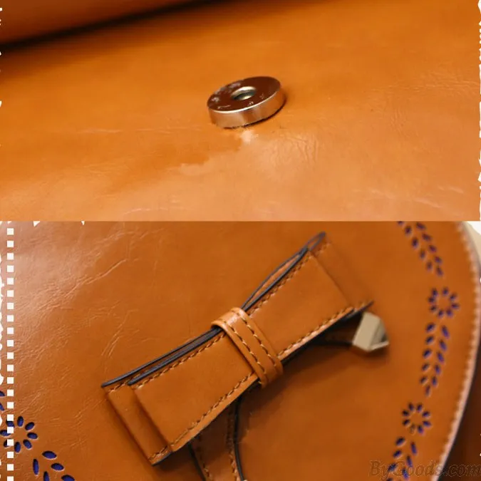  Vintage Style PU Leather Bow Backpack