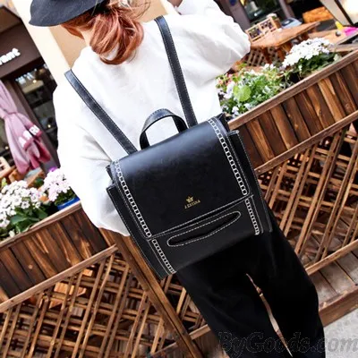 Western Retro Leisure Solid Sewing Thread Square School Travel Backpack