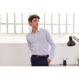 WHITE SHIRT WITH BLUE STRIPES  LÉONEL
