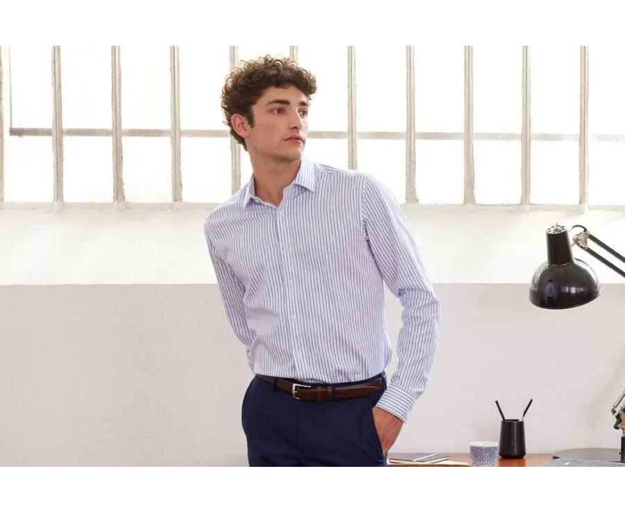WHITE SHIRT WITH BLUE STRIPES  LÉONEL