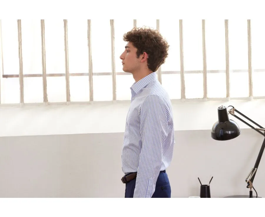 WHITE SHIRT WITH BLUE STRIPES  LÉONEL