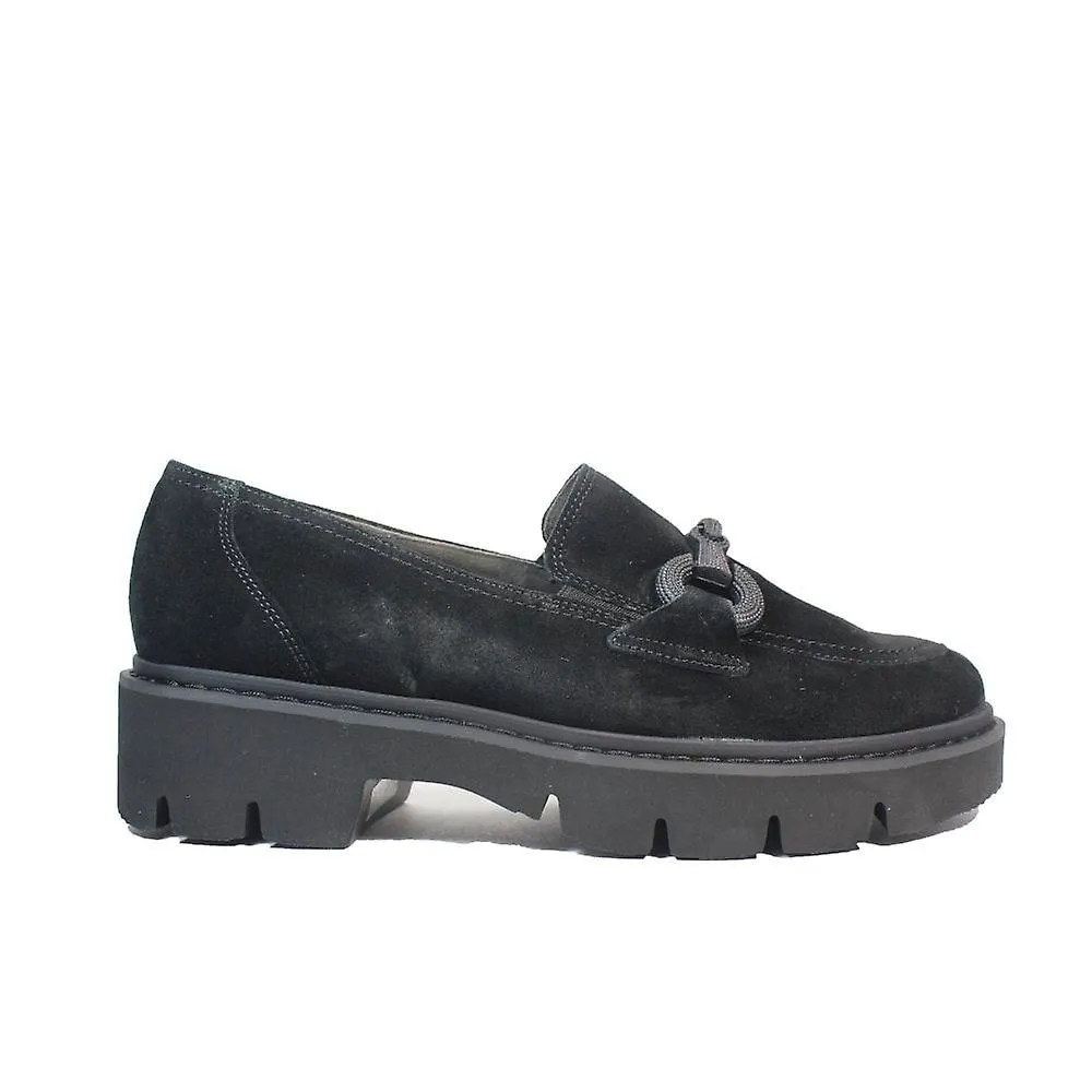 WOMEN'S PAUL GREEN 104301 | BLACK SUEDE | WOMENS LOAFER SHOES