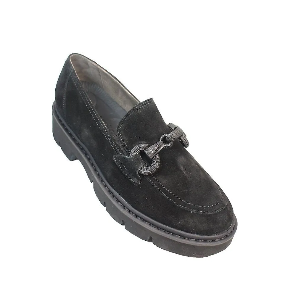 WOMEN'S PAUL GREEN 104301 | BLACK SUEDE | WOMENS LOAFER SHOES