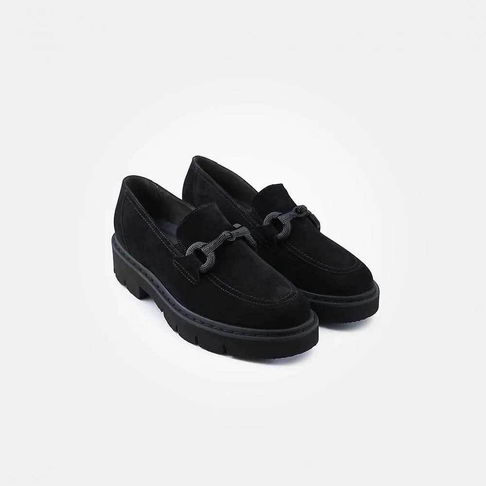 WOMEN'S PAUL GREEN 104301 | BLACK SUEDE | WOMENS LOAFER SHOES