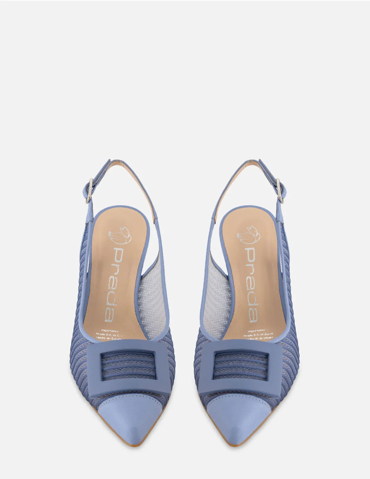 Zapatilla destalonada de rejilla en color azul para mujer